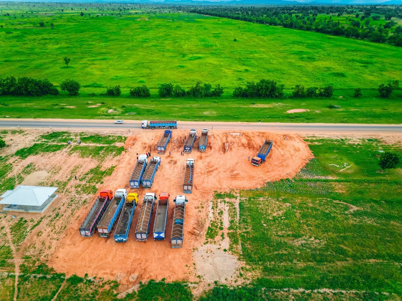 Closer view of the graded area and its access onto the highway.