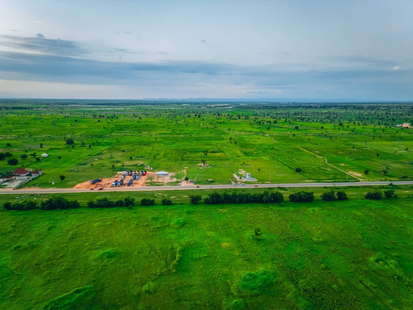 Open land north of the frontage, toward the rest of the 22 hectares.