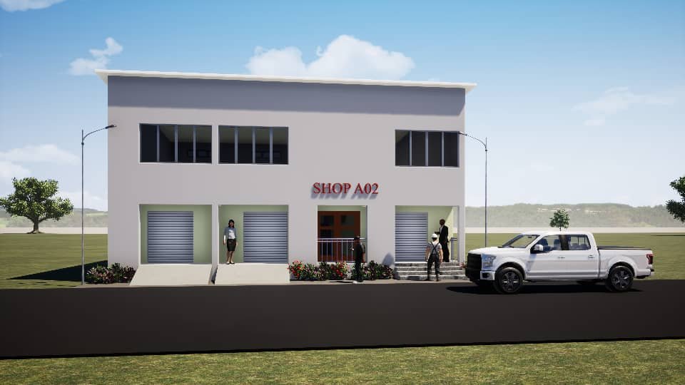 Architectural concept rendering of a Himaz Trade Center shop with showroom and office