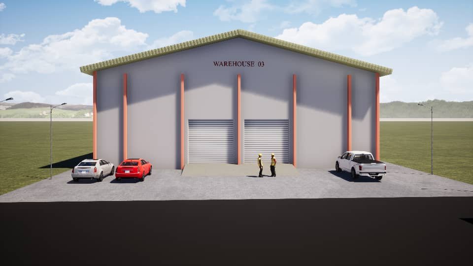 Architectural concept rendering of a Himaz Trade Center warehouse